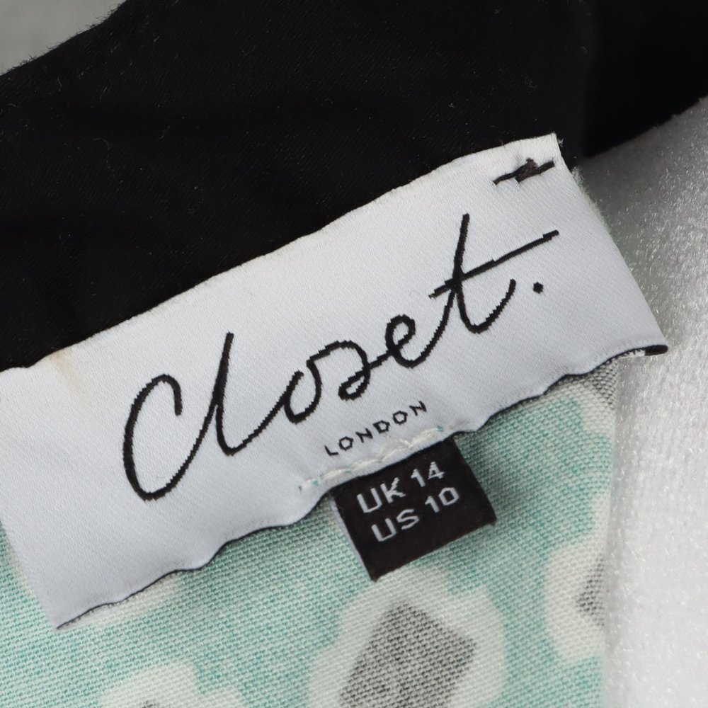 Closet London Fit & Flare Sleeveless Aqua & Black Checkered Dress with Pockets - Picture 3 of 10
